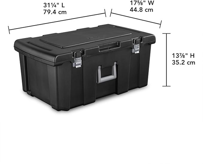 Sterilite 4-Pack Footlocker, Lockable Plastic Utility Storage Container Box, Black - Heavy-Duty Organizing Containers for Home, Garage, Office, and Basement