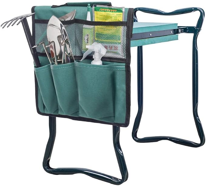 Gonetre Garden Tool Organizer Bag for Garden Kneeler, 600D Oxford Cloth Tool Bag Pouch Bag Multiple Storage Pockets Organizer for Outdoor Gardening Kneeling Stool 11.81 * 7.48 * 0.19 in