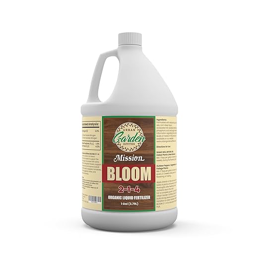 Urban Garden Outfitters Mission Fertilizer Bloom 2-1-4 Organic Liquid Fertilizer-Flower & Fruit Boost for Tomatoes, Peppers, & Ornamentals, All-Purpose, Gallon