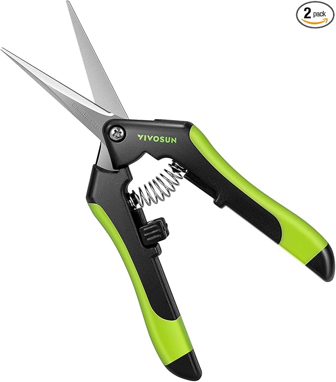 VIVOSUN Gardening Scissors, 6.5 Inch Hand Pruner Pruning Shear with Straight Stainless Steel Blades Black 2-Pack
