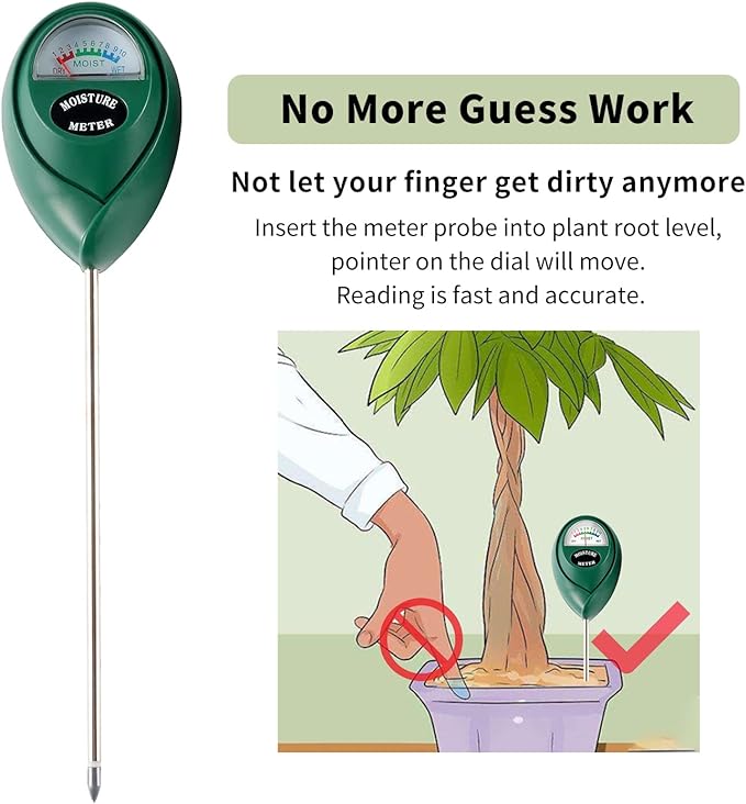 Extended Long Probe Soil Moisture Meter, 2 Pack Plant Water Meter Soil Meter Moisture Sensor Hygrometer for Indoor Outdoor Plant Care,No Battery Needed(Green)