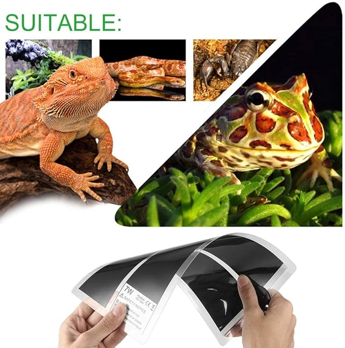 Tbrand Reptile Heating Pad with Temperature Adjustment, 110V 7W Heat Mat for Reptiles Tortoise Snakes Lizard Gecko Hermit Crab Turtle，Under Tank Heating Pad (7W(5.51inch*11inch))