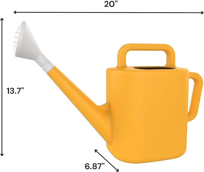 Expert Gardener 2 Gallon Resin Watering Can – Durable Plastic Garden Watering Can with Dual Handles & Controlled Flow Spout, Lightweight for Indoor & Outdoor Plants, Green (Daisy Yellow)
