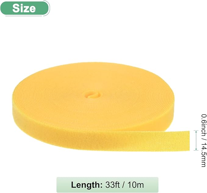 1-Roll Garden Plant Tape, 33 ft x 0.6 in Garden Hook and Loop Plant Ties Multi-Purpose Use Adjustable and Reusable Twist Wire Tape for Plants/Flowers/Vines [Yellow]