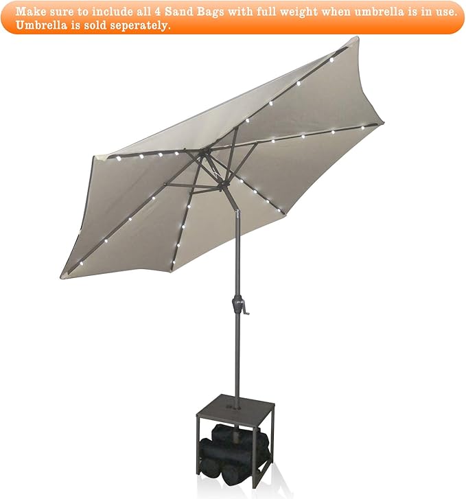 Patio Umbrella Table Stands with Umbrella Hole,with 4 Sand Bags Outdoor Umbrella Bases Small Square Table for Bistro,Balcony, Backyard, Patio, Garden, Deck and Pool Occasions