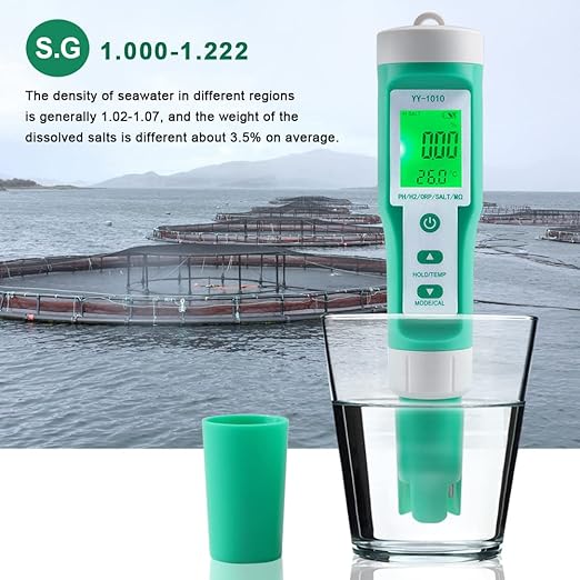 Hydrogen Water Tester 10 in 1 Resistivity/Fertility/H2/pH/TDS/EC/ORP/S.G/Salt/Temp Meter with ATC pH Meter,0.01 High Accuracy pH Tester Digital,TDS Meter PPM Meter for Drinking,Hydroponics,Pool.