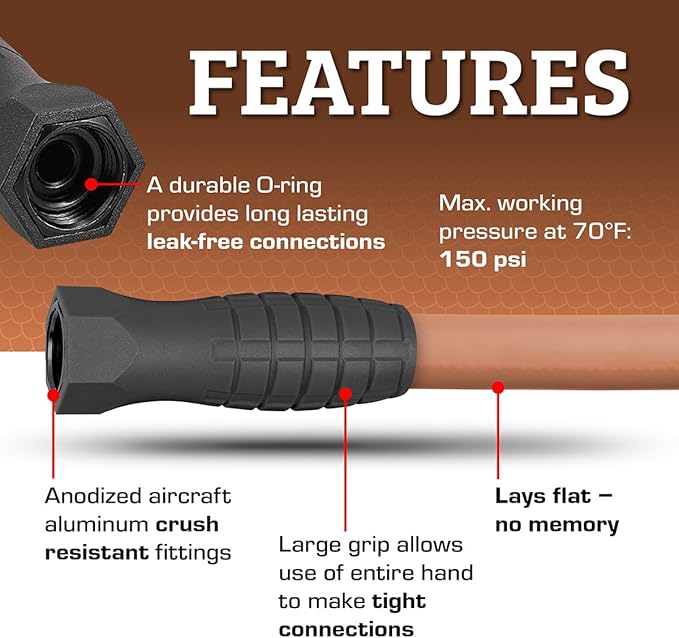 Flexzilla Colors SwivelGrip Garden Hose 5/8 in. x 10 ft., Lightweight All-Weather Water Hose, Durable and Flexible, Leak-Free Connections, Red Clay