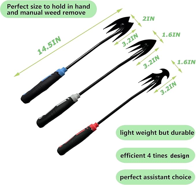 3Pcs Weed Puller Tool Garden Weed Pulling Tool,Portable Garden Weeder Tool,Gardening Weeding Tools for Garden Hand Tools for Vegetable Gardening Backyard Farm Planting & Uprooting Weeding Tool