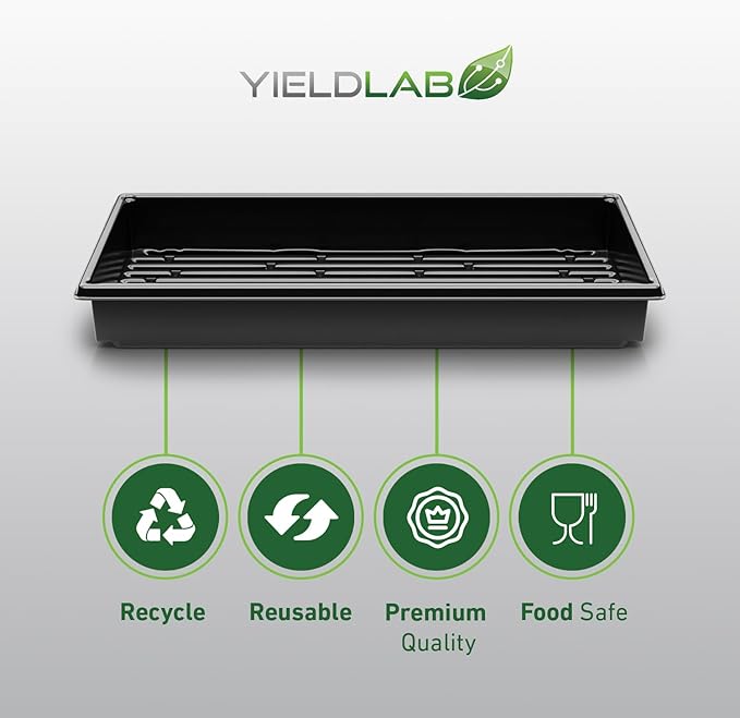 10x20 Inch Black Plastic 5 Pack Plant Propagation Tray – Growing Trays for Garden, Planting, Seedling, Soil & Hydroponic Horticulture - Microgreen Trays Grow Plants - No Drain Holes