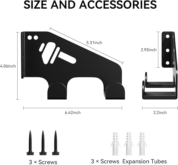 Chainsaw Hanger Wall Mount - Heavy Duty Chainsaw Holder for Garage Organization, Storage Shed Organizer, Chainsaw Rack with Protective Pad, Garage Tools, 2 Pack