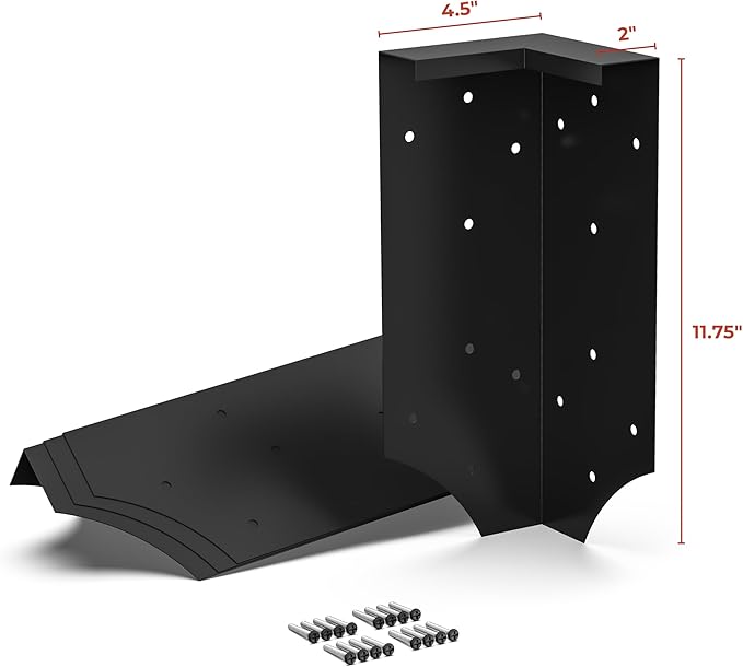 Raised Garden Bed Corner Brackets With Securing Lip | Fits Lumber up to 2 Inch x 12 Inch in Size | Set of 4 | DIY Flower or Vegetable Garden | Black