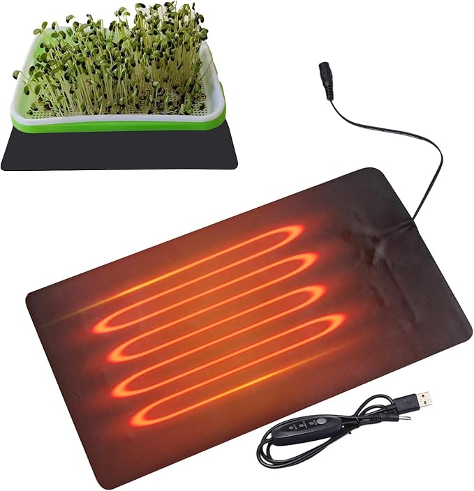Seedling Heat Mat - PVC Leather Plants Heat Mat, Waterproof 8.5W Plant Heating Pad | 45℃-50℃ USB Warm Hydroponics Heating Pad, 3 Adjustable Temp Settings Plant Starter Heat Mat for Indoor Plants