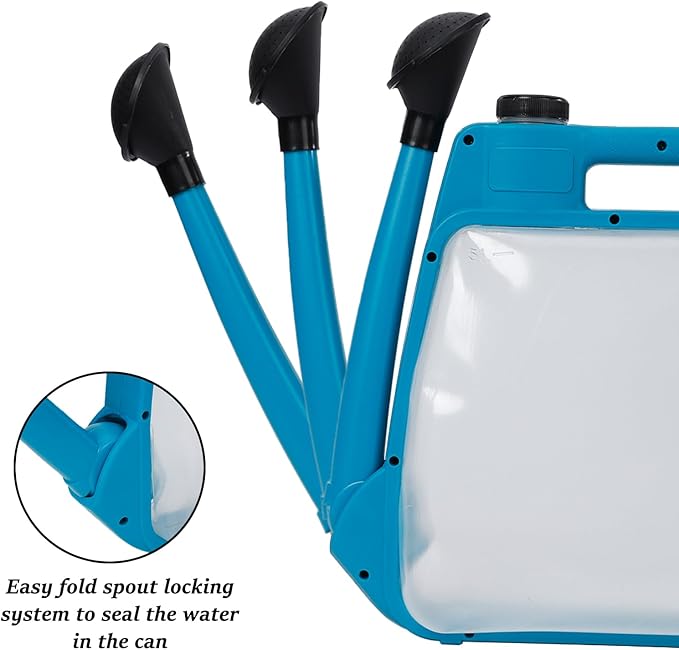 6L Foldable Watering Can with Rotating Nozzle & Long Spout for Plants, Indoor Outdoor Gardening, Clear Plastic-Blue