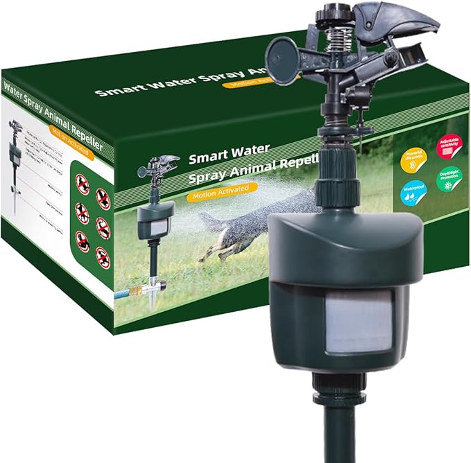 [2025 Upgraded] Yardeen Motion Sensor Sprinkler with Adjustable Head, Water Spray for Lawn and Garden. Day and Night Mode can be Selected