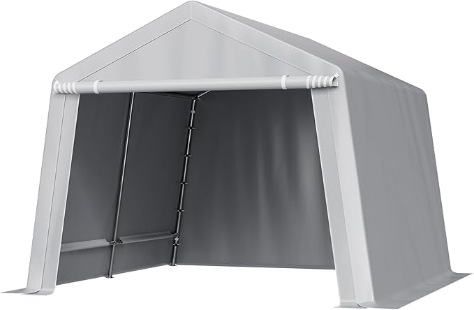 VEVOR Portable Shed Storage Shelter Outdoor, 10x10x8.5 ft Heavy Duty Instant Storage Tent Tarp Sheds with Roll-up Zipper Door and Ventilated Windows for Motorcycle, Bike, Garden Tools