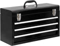 3 Drawer 20“ Metal Tool Box Portable Steel Tool Chest with Metal Latch Closure for Garage, Home and Workbench,Black