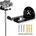 Upgraded Trimmer Rack Wall Mount - 8" Heavy Duty Weed Eater Hanger for Garage Wall, Garden Power Tool Holder Organizer Hooks for Grass Trimmer, Hedge Trimmer, Leaf Blower and Chainsaw, Black, 1 Pack