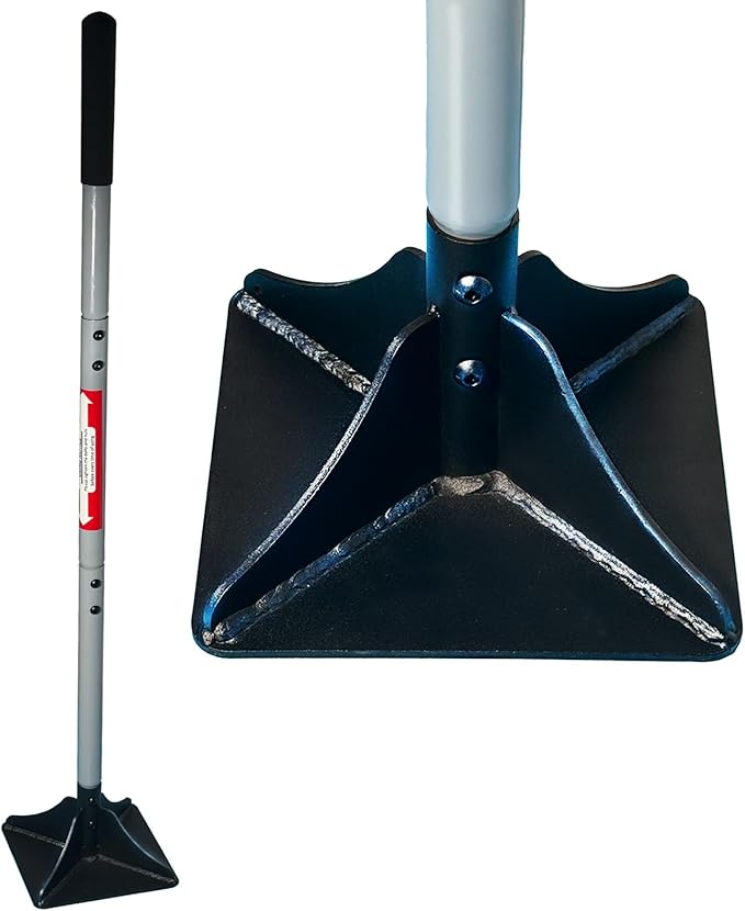 Heavy Duty Steel Tamper 8"x8" with 48 inch Handle and Rubber Grip Ideal Garden Landscaping Rammer for Earth Soil Asphalt, Gravel and Dirt Compaction Levelling Paver Tool Trash Tamper