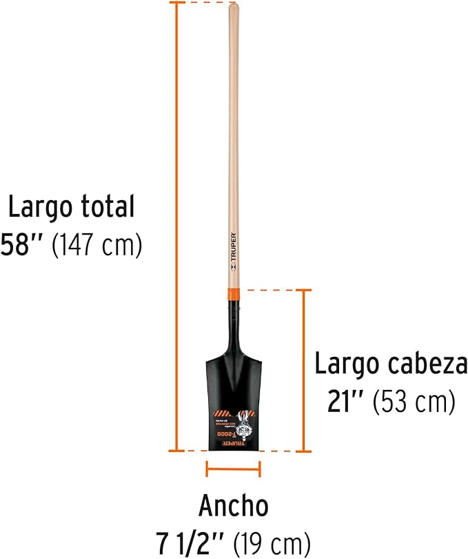 TRUPER PES-LP D-Handle and Long Handle Garden Spades. T-2000 58" (147cm)