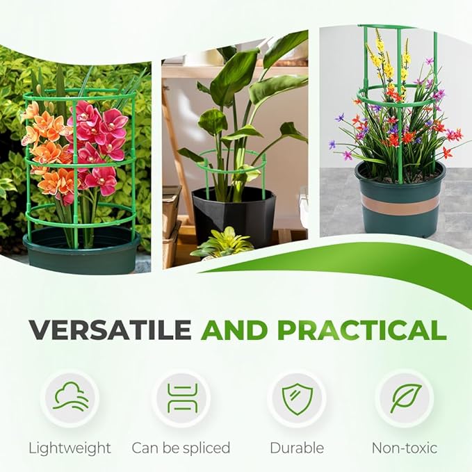 Plant Support Cage, Adjustable Height Garden Stakes for Tomato, Peony, Hydrangea, Snake Plant, Upgraded Thickened Half-Round Plant Supports for Indoor Outdoor Climbing Vegetables & Flowers (5)