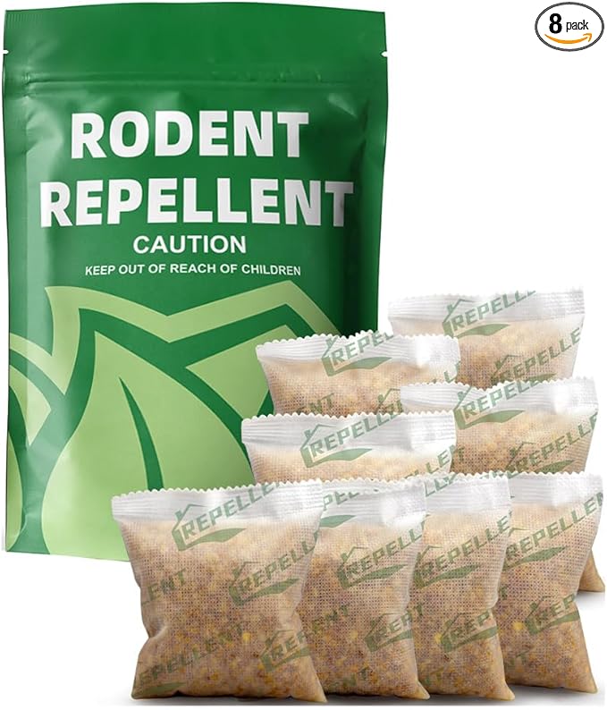 Rodent Repellent, Mouse Repellent Pouches, Mice Repellent Indoor, Rat Repellant for House, Mice Deterrent, Keep Mice Away, Extra-Strength Peppermint Effective for 80 ft² and 90 days-8P