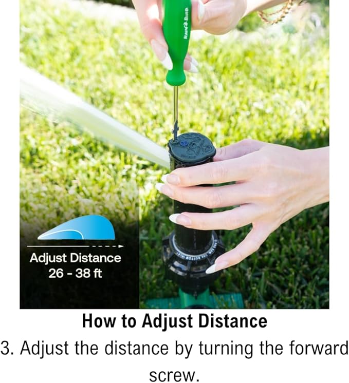Rain Bird 42SASPG 42SA Gear Drive Rotor Lawn and Garden Sprinkler on Heavy Duty Green Spike, Adjustable 40° - 360° Pattern, 26' - 38' Spray Distance
