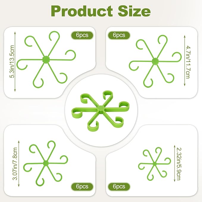 24PCS Plant Stem Support, 4-Size Stem Supports for Indoor Plants, Reusable Monstera Plant Support for Thriving Growth, Indoor Plants Accessories