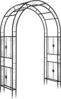 VINGLI Garden Arbor, Arch Archway for Wedding Ceremony Party, Steel Garden Trellis for Plant Climbing, Christmas Garden Decorations Pergola for Garden, Backyard, Lawn (Black, 7.9FT)
