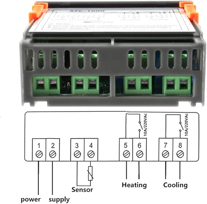Digital LCD Temperature Controller 10A DC 24V Thermostat STC-1000 1m NTC Sensor Thermostat Regulator Heater Cooler 2 Relay Output(24V)