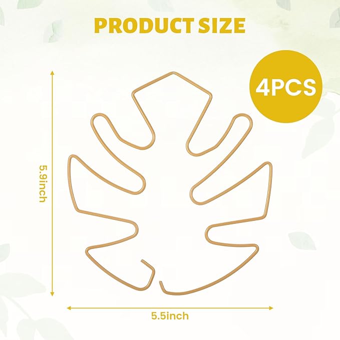 4 PCS Monstera Plant Support, Plant Support Stakes for Indoor Plants Plant Stem Support Metal Monstera Plant Stabilizer Holder Plant Clips for Climbing Plants Support for Thriving Growth