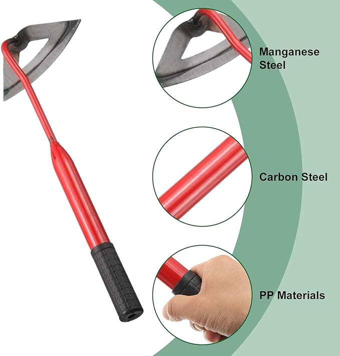 HARFINGTON 2pcs Garden Hollow Hoe 16.14" x 6.5" Steel Hoe Garden Tool Anti-Rust with Non-Slip Handle Edger Weeder Shovel for Backyard Loosening Farm Planting Weeding, Red