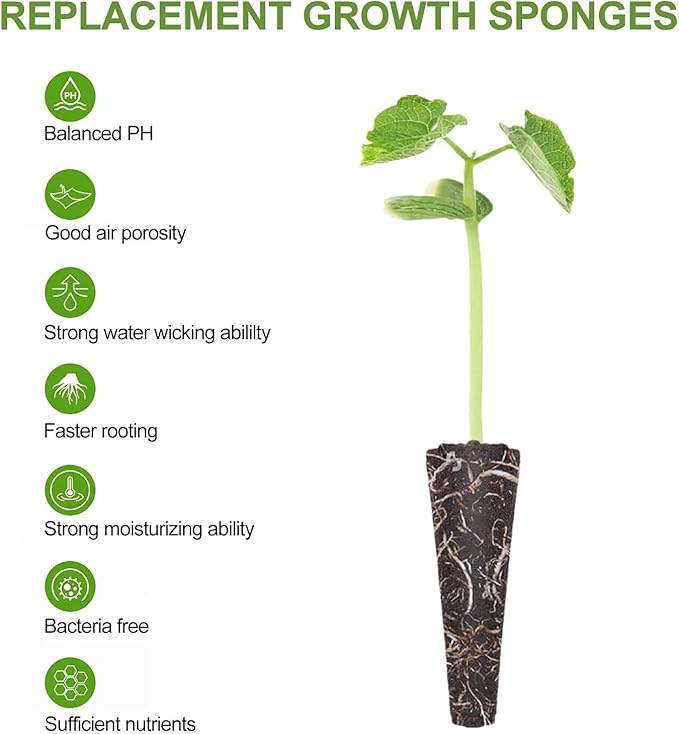 Tvoip 50 Pack Grow Sponges, Eco-Friendly Plant Seed Starter Sponges Compatible Seed Pod Replacements Root Growth Sponges Gardening Accessories Suitable Garden System Seed Starting (50 Pack Sponges)…