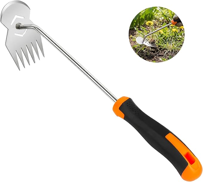 Garden Weed Tool,Portable Weeding Tool,Hand Weeder Tool,Adopt Anti Slip Handle,Conforms to Ergonomic Curves,Suitable for Vegetable Cultivation and Horticulture on Farms(Black Orange Handle)