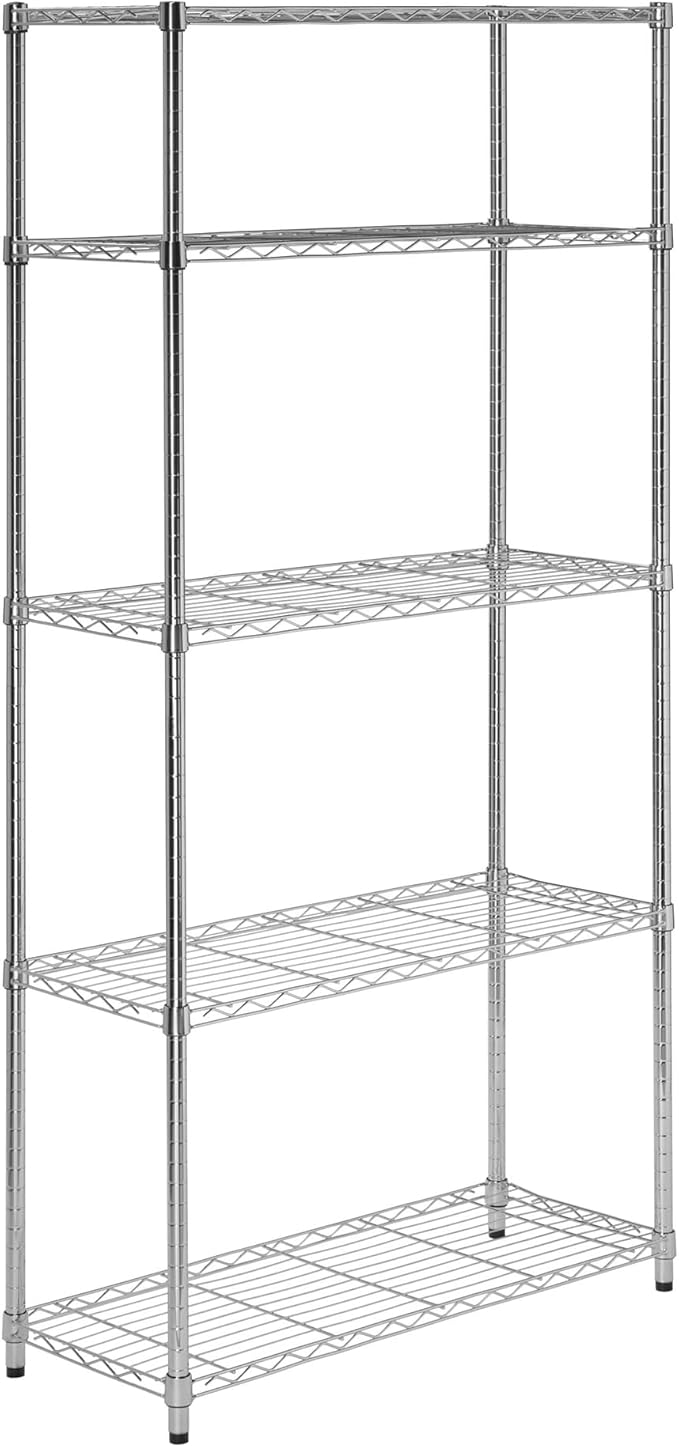 Honey-Can-Do 5-Tier Heavy Duty Adjustable Shelving Unit, 200-lb Per Shelf NSF Certified Metal Storage Rack, Chrome Wire Shelf for Garage Kitchen Pantry, 36 x 14 x 72 in