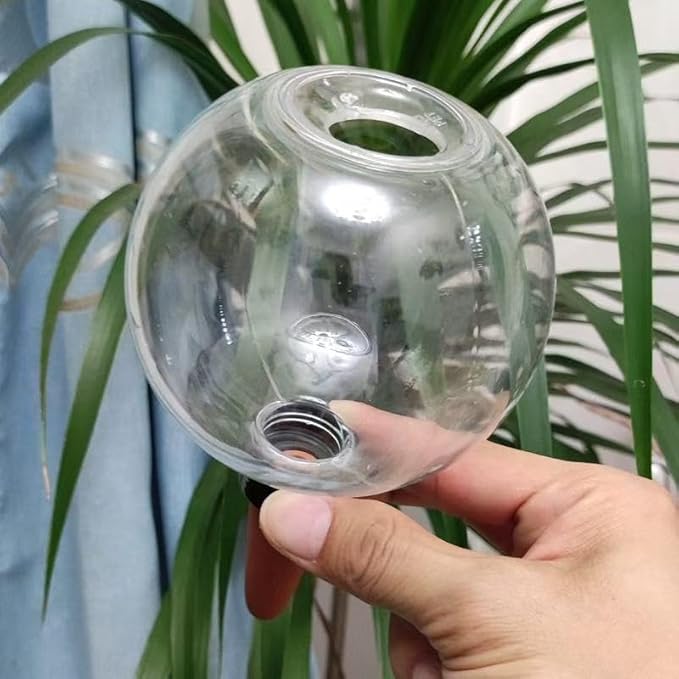Komorebi Large Plant Watering Ball 17.6 oz- Top-Fill-Self Water Planter Indoor/Outdoor Plastic Slow-Release Water Ball Terracotta for Plants (4, Transparent)