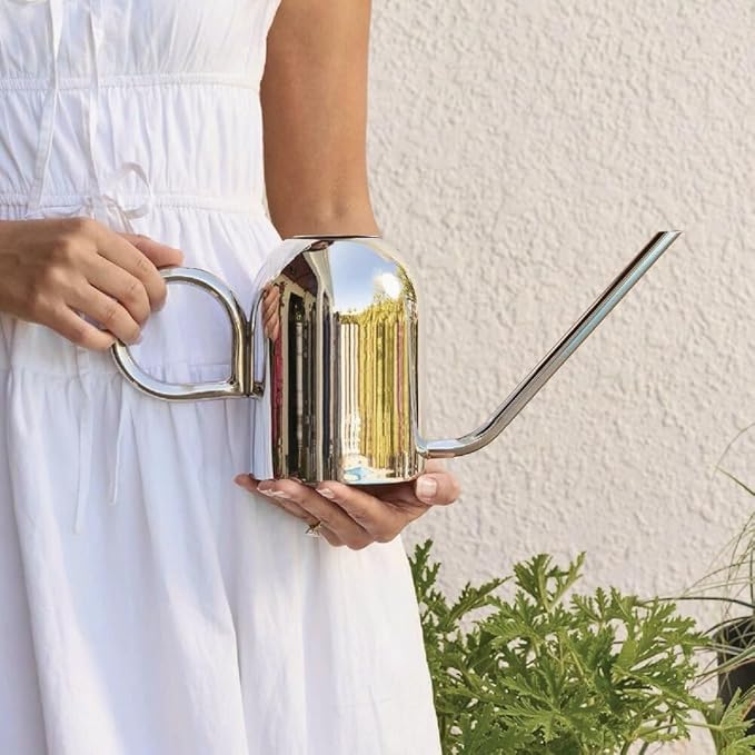 Bloem Crane 1.5L Watering Can, Silver Powder Coated with Novelty Handle and Long Sleek Spout