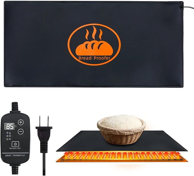 Bread Proofing Warming Mat for Sourdough, Sourdough Warming Mat - 59-140°F Adjustable Thermostat Electric Dough Riser Heating Mat, Dough Mat Heated (10" x 21") - XL Bread Proofing Mat