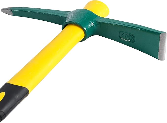 2 PCS Pick Mattock Hoe Heavy Duty, Gardening Hand Pick with 15 Inch Shock Absorption Rubber Handle and Forged Head, Pick Axe Hand Tool for Digging Weeding Prospecting Camping