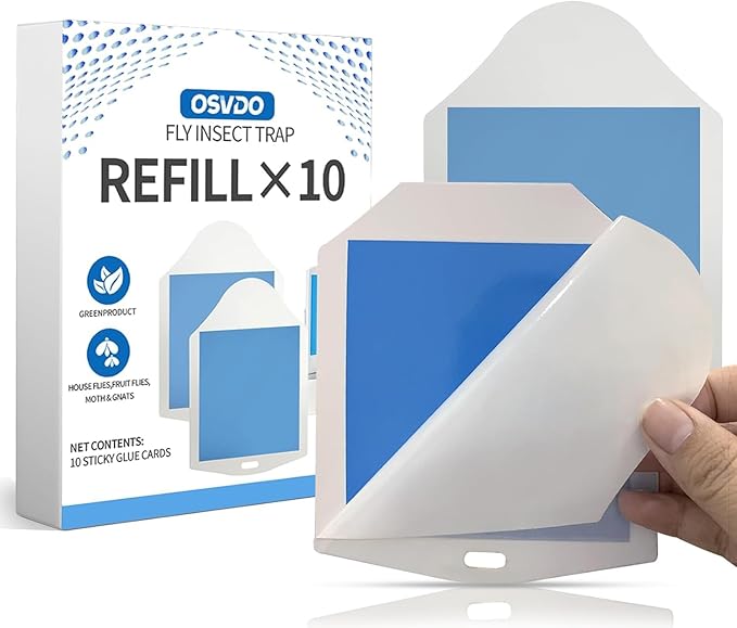 10 Trap Refills, Flying Insect Trap Refill Kit NO Device - 10 Pcs Glue Cards, Each Glue Card Lasts up to 35-Days or Until Full Flying Insect Trap (10 Refills)