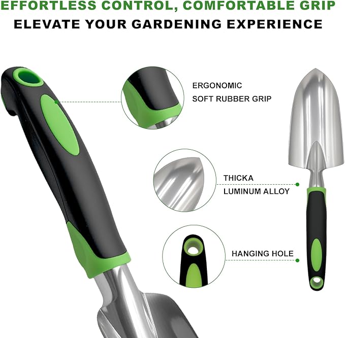 11-Piece Outdoor Gardening Tool Set, Suitable for Women, Seniors, and Left-Handed Users, Includes Tree pruners, Hand rakes, and a Watering can with Green Non-Slip Handles. (Gray)
