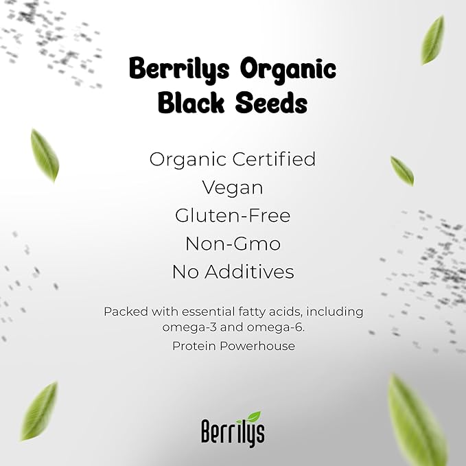 Black Cumin Seeds, Organic, Berrilys, 5 LB, Also Known As Nigella Sativa, Kalonji, Black Seed, Great for Baking, Cooking and Bread Making, Vegan, Keto Diet