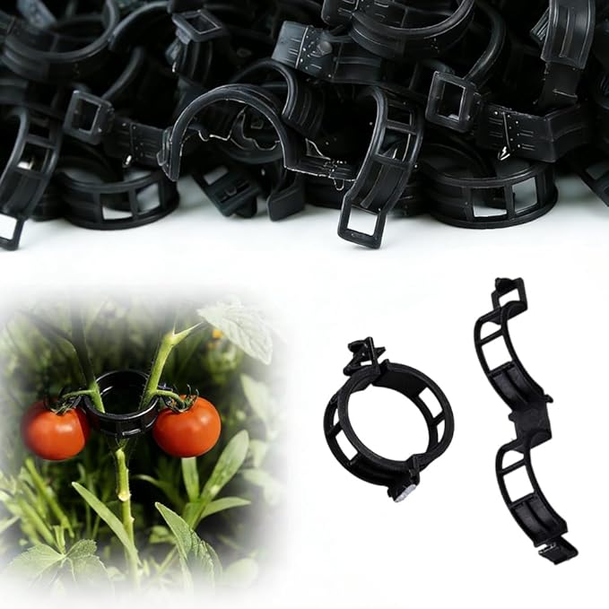 150 PCS Secured Plastic Plant Clip, 2026 New Garden Clips for Climbing Plants, Plastic Trellis Clips Plant Support Clips Tomato Grape Vine Vegetables Plant Fixing Clips (150, Black)