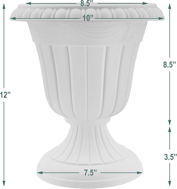 Arcadia Garden Products PL20CP Classic Traditional Plastic Urn Planter Indoor/Outdoor 10" x 12", Brushed Copper