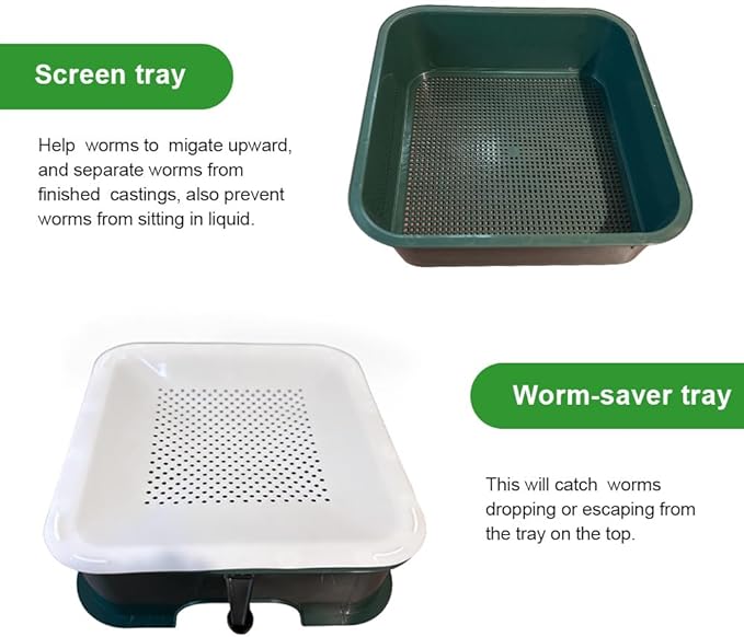 ® Plus US Made 5 – Tray Worm Composter -Forest Green,Sustainable Design for Both Indoor & Outdoor, Worm Compost Bin for Vermicomposting Starter, Recycling Food Wastes