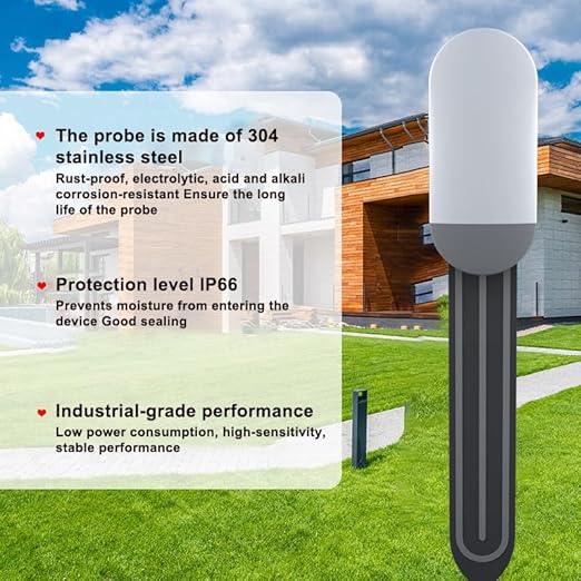 Zigbee Soil Moisture Sensor, Wireless Smart Plant Sensor Leave-in Soil Thermometer, Capacitive Probe, Zigbee Hub Needed IP66 Moisture/Temperature Meter for Garden Planting