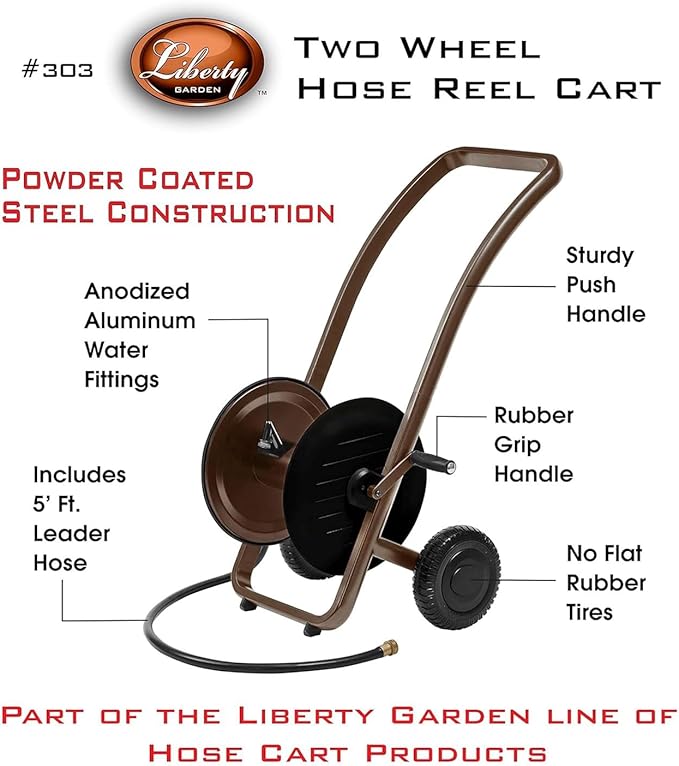 Liberty Garden 303 Two Wheel Hose Cart - Bronze/Black
