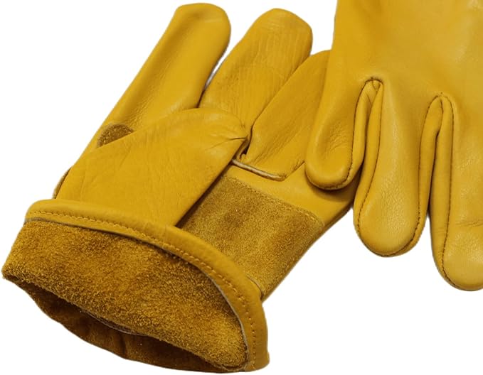 3 Pairs Leather Work Gloves for Men, Durable Gardening Gloves, Cowhide Work Gloves for Driver, DIY, Construction