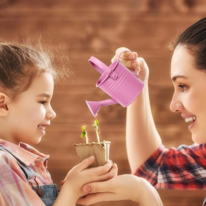 DOITOOL Metal Watering Cans, 5Pcs Kids Gardening Water Pots, Iron Watering Can Garden Watering Bucket for Gardening Plants Flower (Mixed Style)