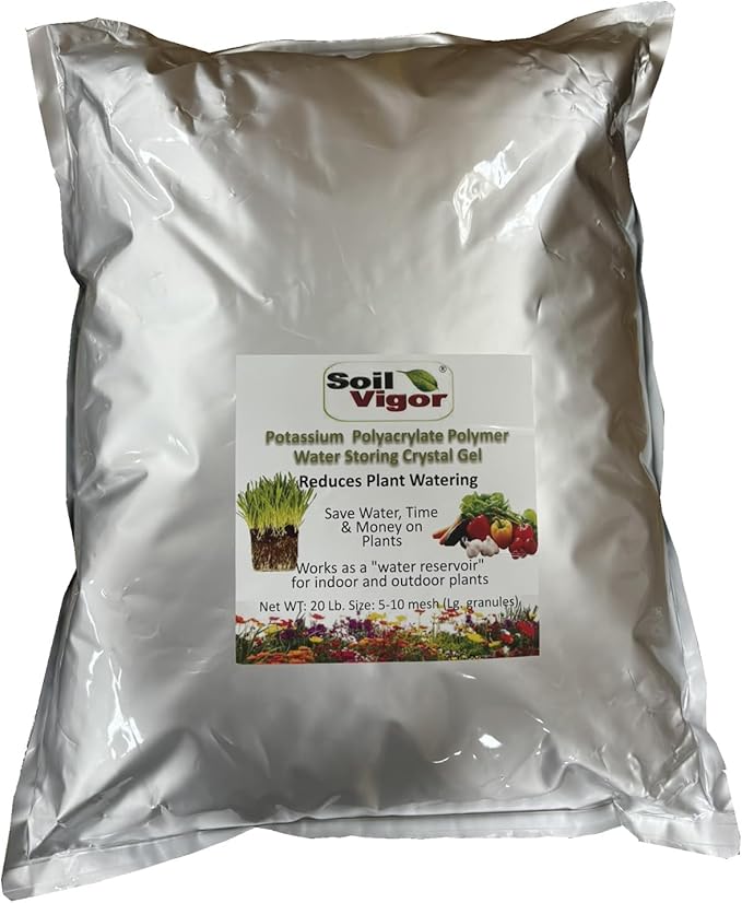 Water Storing Crystals – Commercial Grade Soil Additive & Moisture Retainer – Potassium Polyacrylate Super Absorbent Polymer for Plants, Gardens & Lawns (20)