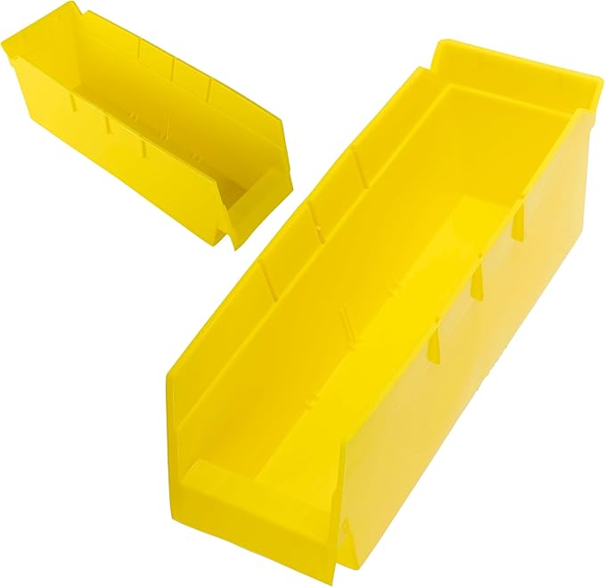 Small Parts Organizer with 24 Plastic Storage Bins - Powder-Coated Steel Rack with Removable Drawers for Garage Organization by Stalwart (Yellow)